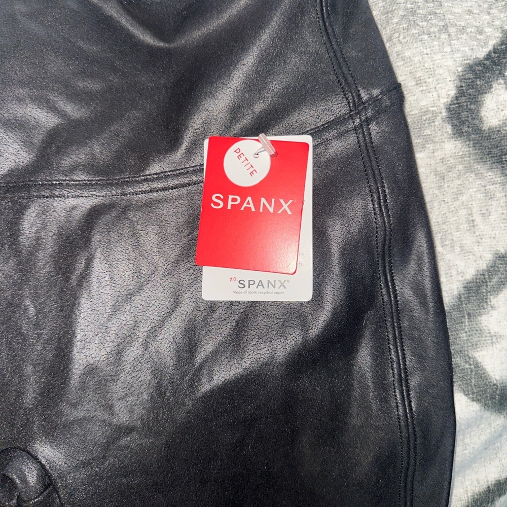 SPANX Shimmering Black Faux Leather Leggings